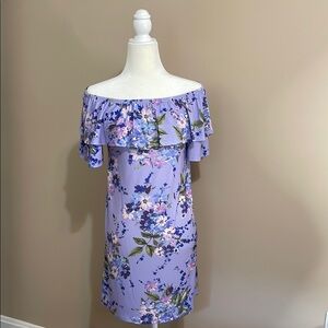 White Birch Purple Off-the-Shoulder Sundress